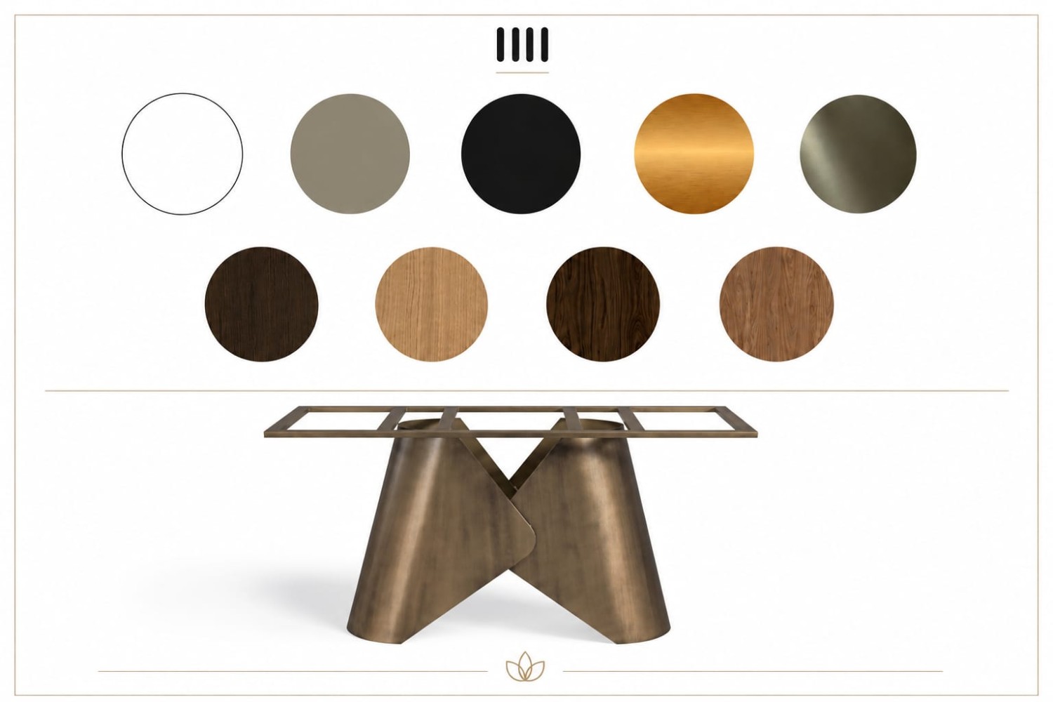 Orion 72 cm Geometrik Bronz Metal Masa Ayağı görsel 2
