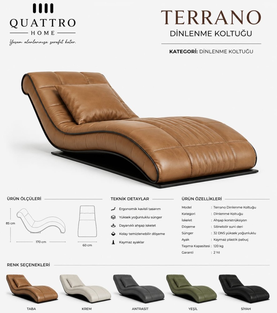 Terrano Dinlenme Koltuğu Şezlong – Ergonomik Modern Relax Koltuğu görsel 2