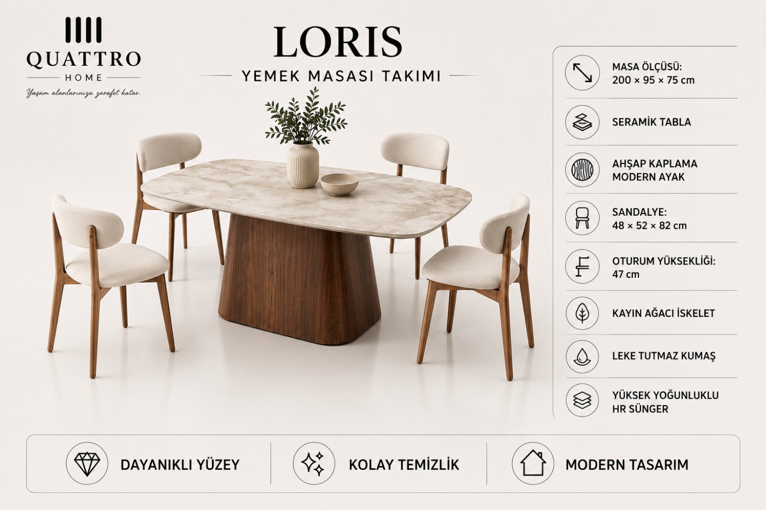 Loris  Yemek Masası Takımı görsel 3