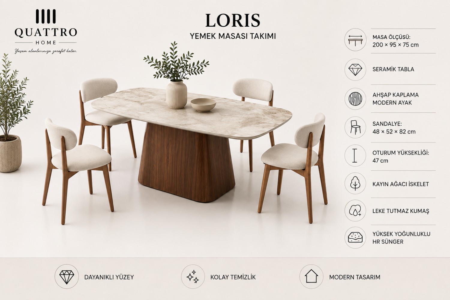 Loris  Yemek Masası Takımı görsel 4