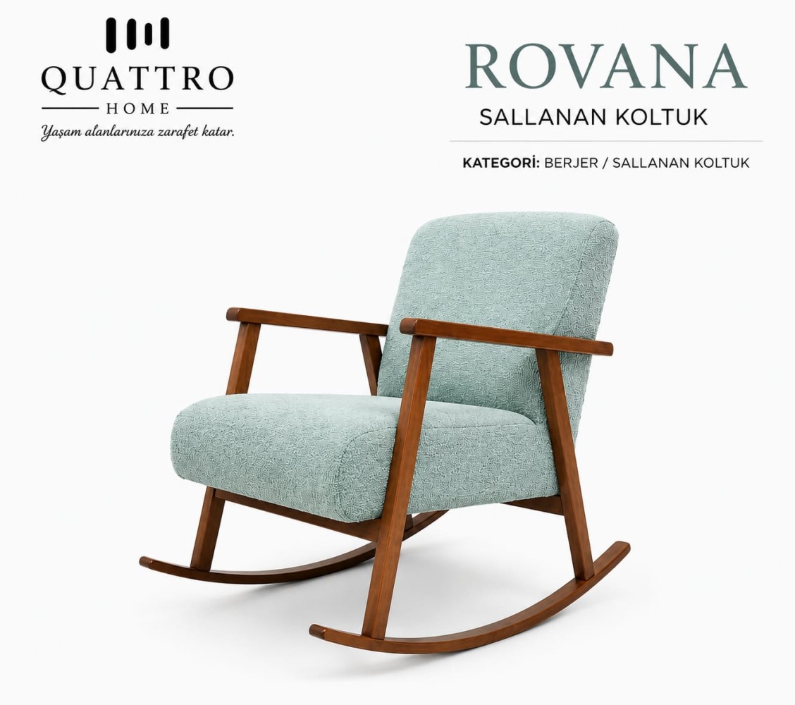 Rovana Sallanan Koltuk – Ahşap İskeletli Modern Berjer görsel 2