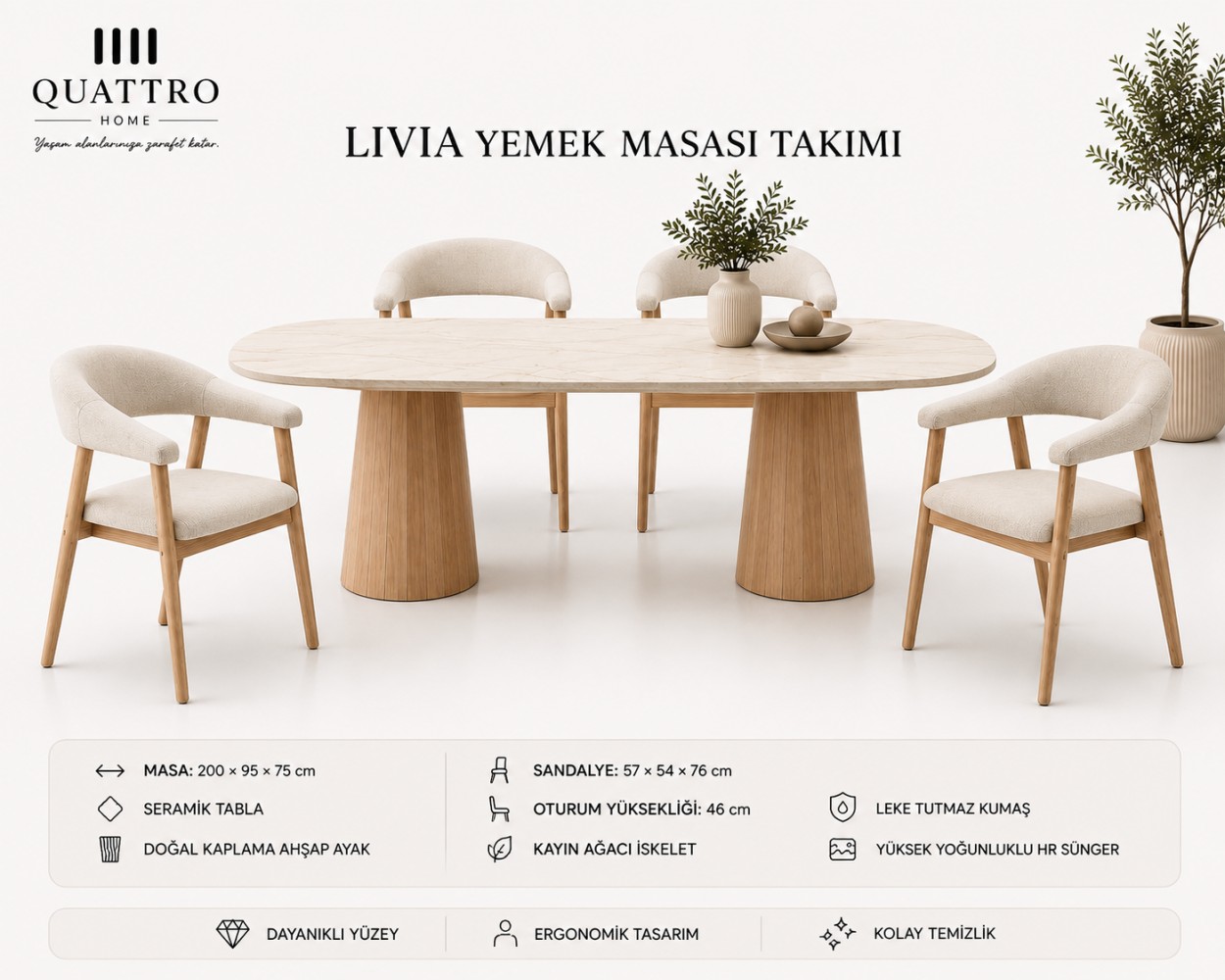 Livia Yemek Masası Takımı görsel 2