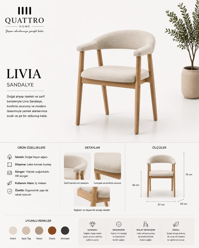 Livia Yemek Masası Takımı görsel 4