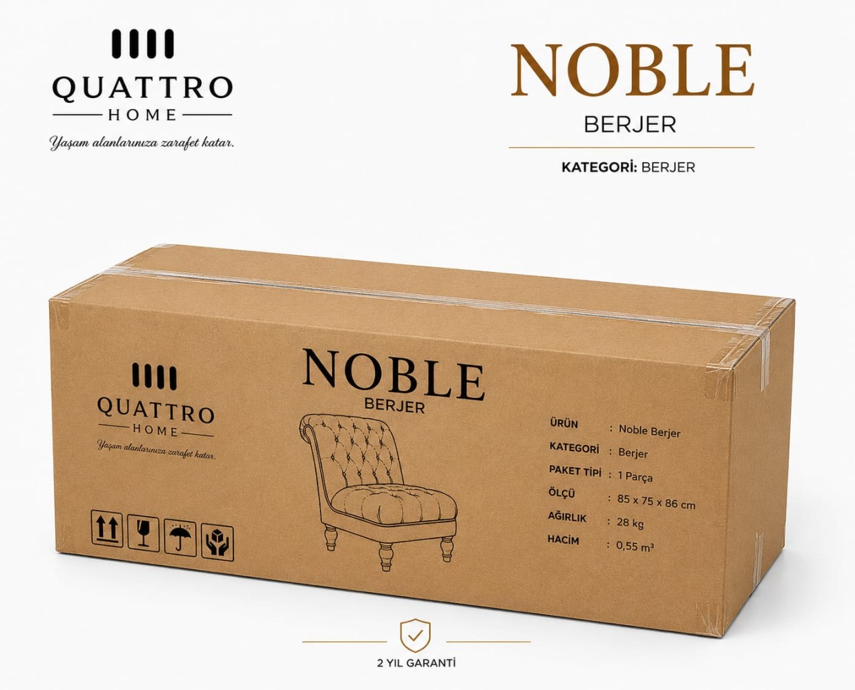Noble Kapitoneli Berjer – Gold Detaylı Modern Tekli Koltuk görsel 3