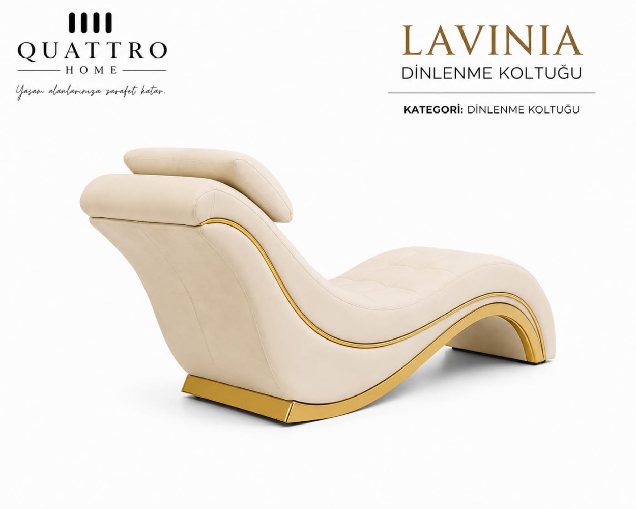 Lavinia Ergonomik Dinlenme Koltuğu – Gold Detaylı Şezlong görsel 2