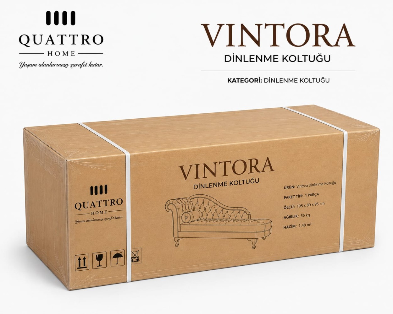 Vintora Chester Dinlenme Koltuğu – Kapitoneli Şezlong görsel 3
