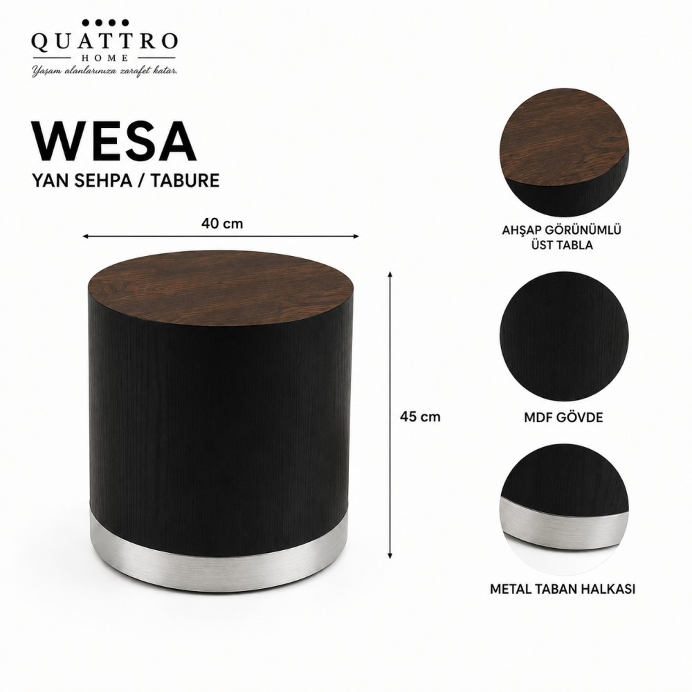Wesa  Çok Amaçlı Yan Sehpa ve Tabure görsel 3