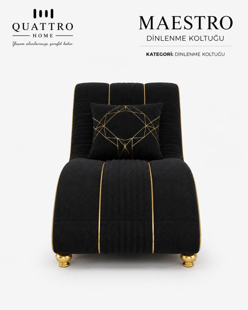 Maestro Gold Detaylı Ergonomik Dinlenme Koltuğu – Modern Şezlong