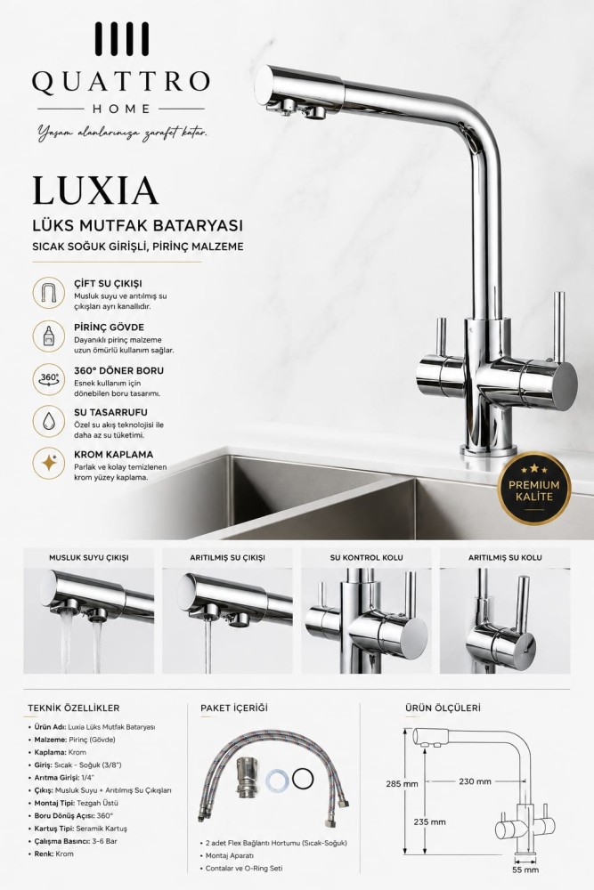 Luxia Arıtmalı Evye Bataryası