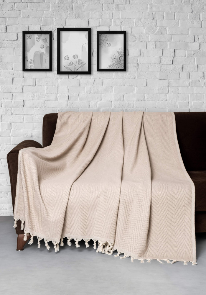 Trendy 2'li Set Koltuk Örtüsü - Bej