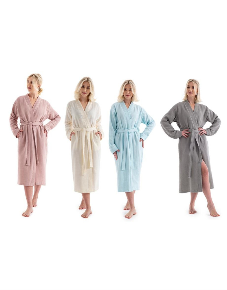 Unisex Kimono Bornoz - Beyaz görsel 3