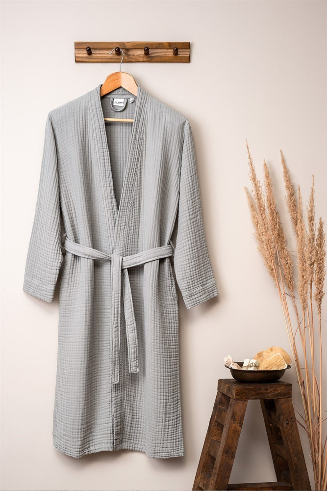 Unisex Kimono Bornoz - Gri