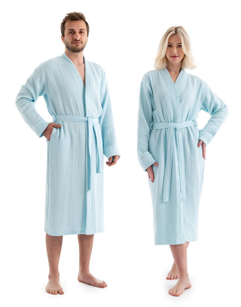 Unisex Kimono Müslin Bornoz-Havlu Seti - Mint görsel 2