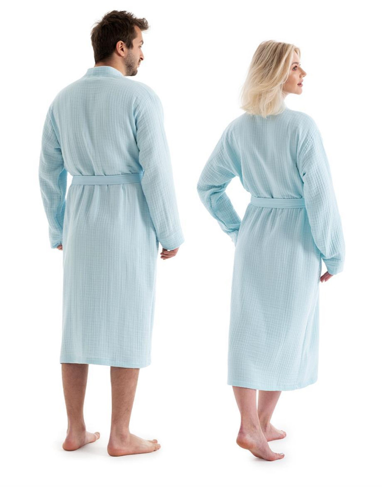 Unisex Kimono Müslin Bornoz-Havlu Seti - Mint görsel 3