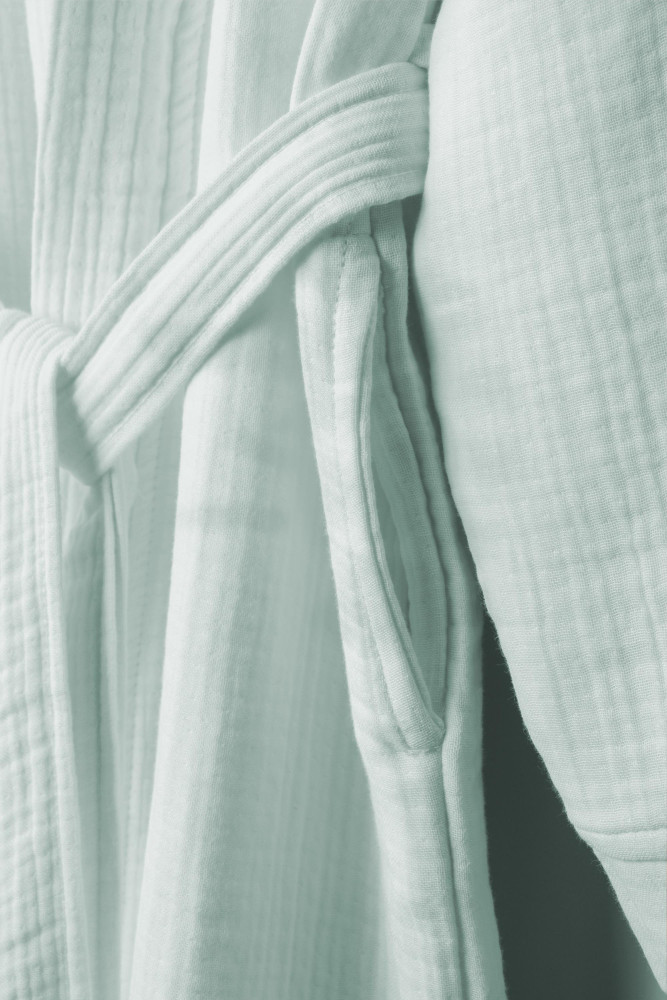 Unisex Kimono Müslin Bornoz-Havlu Seti - Mint görsel 5