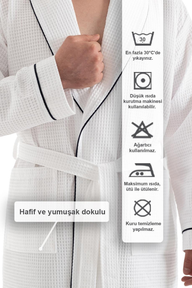 Unisex Soho Pike Bornoz - Beyaz görsel 4