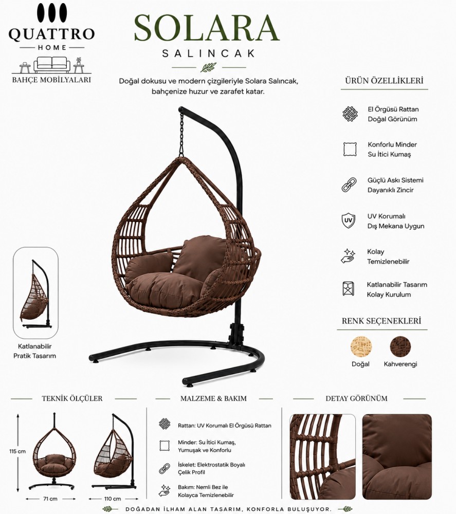 Solara Rattan Bahçe Ve BalkonSalıncağı