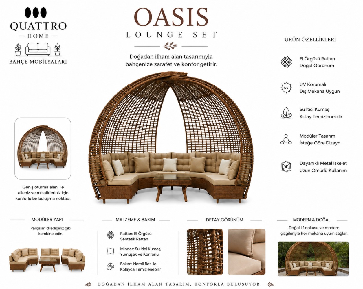 Oasis Daybed Şezlong Bahçe Oturma Alanı