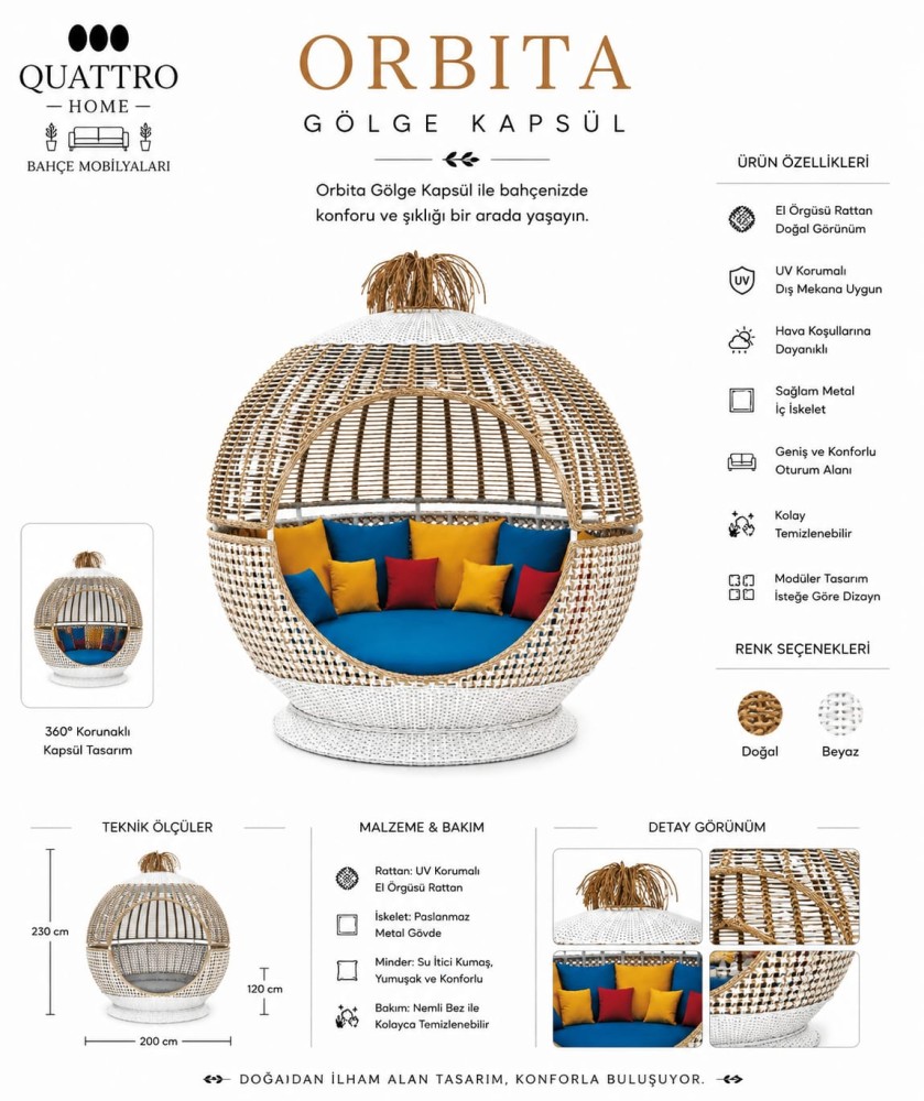 Orbita Rattan Kapsül Bahçe Oturma Seti