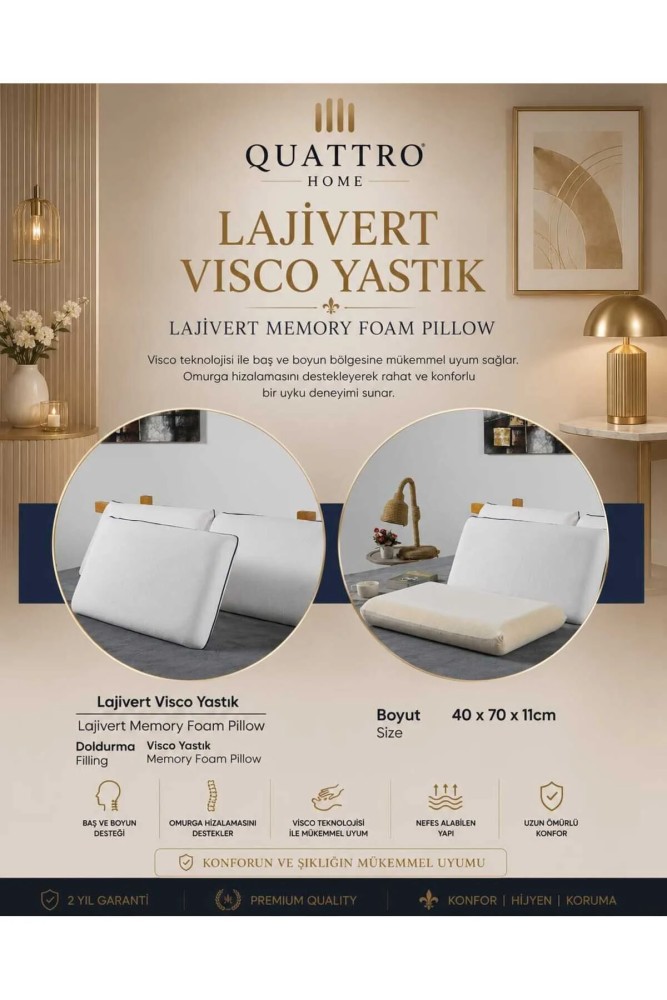 Visco Yastık 40 × 70 × 11 cm
