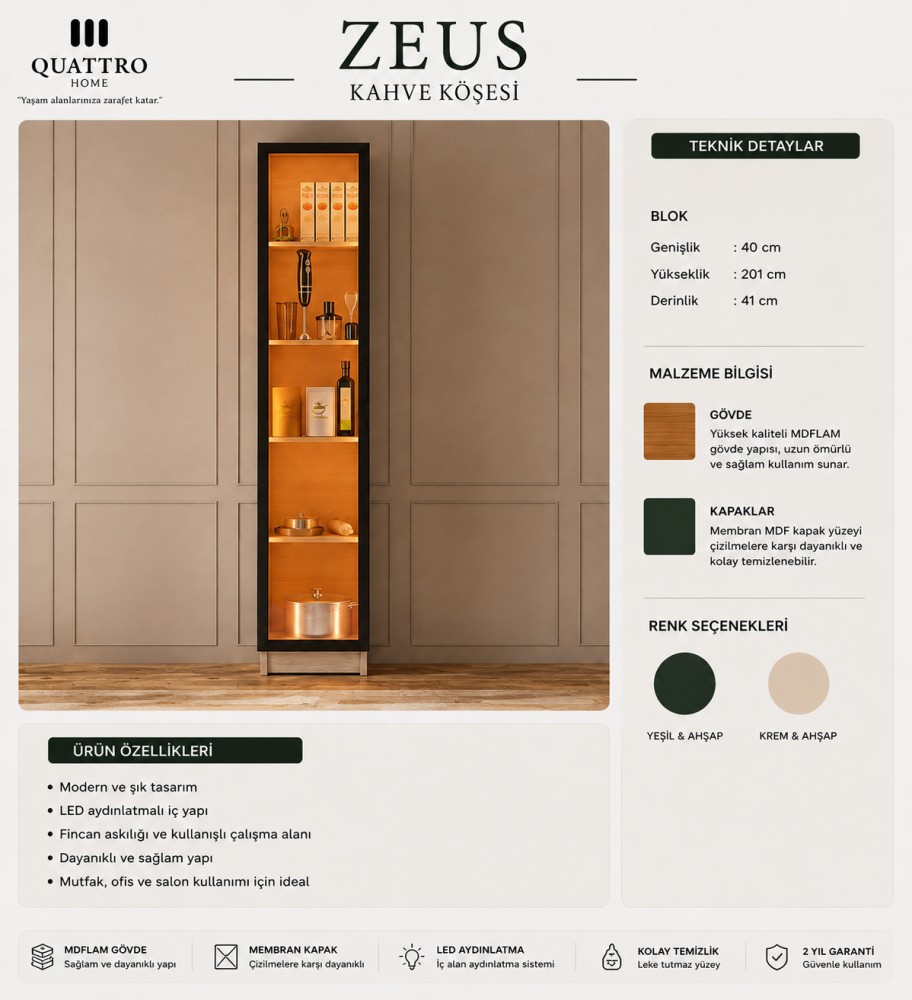 Zeus Tekli Kahve Köşesi Rafı