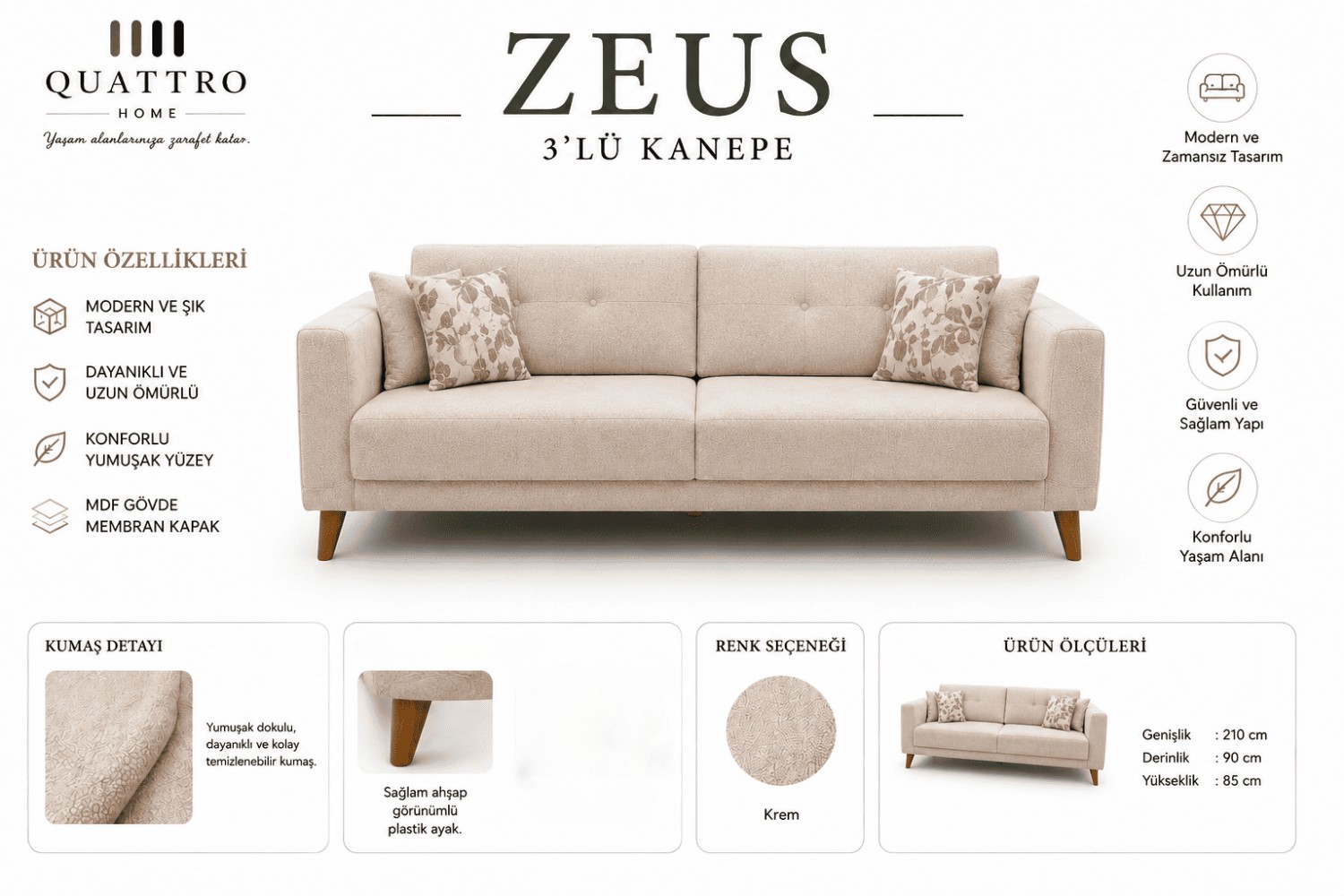 Zeus 3'lü Kanepe