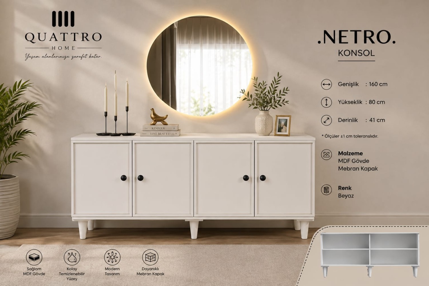 Netro Aynalı Konsol