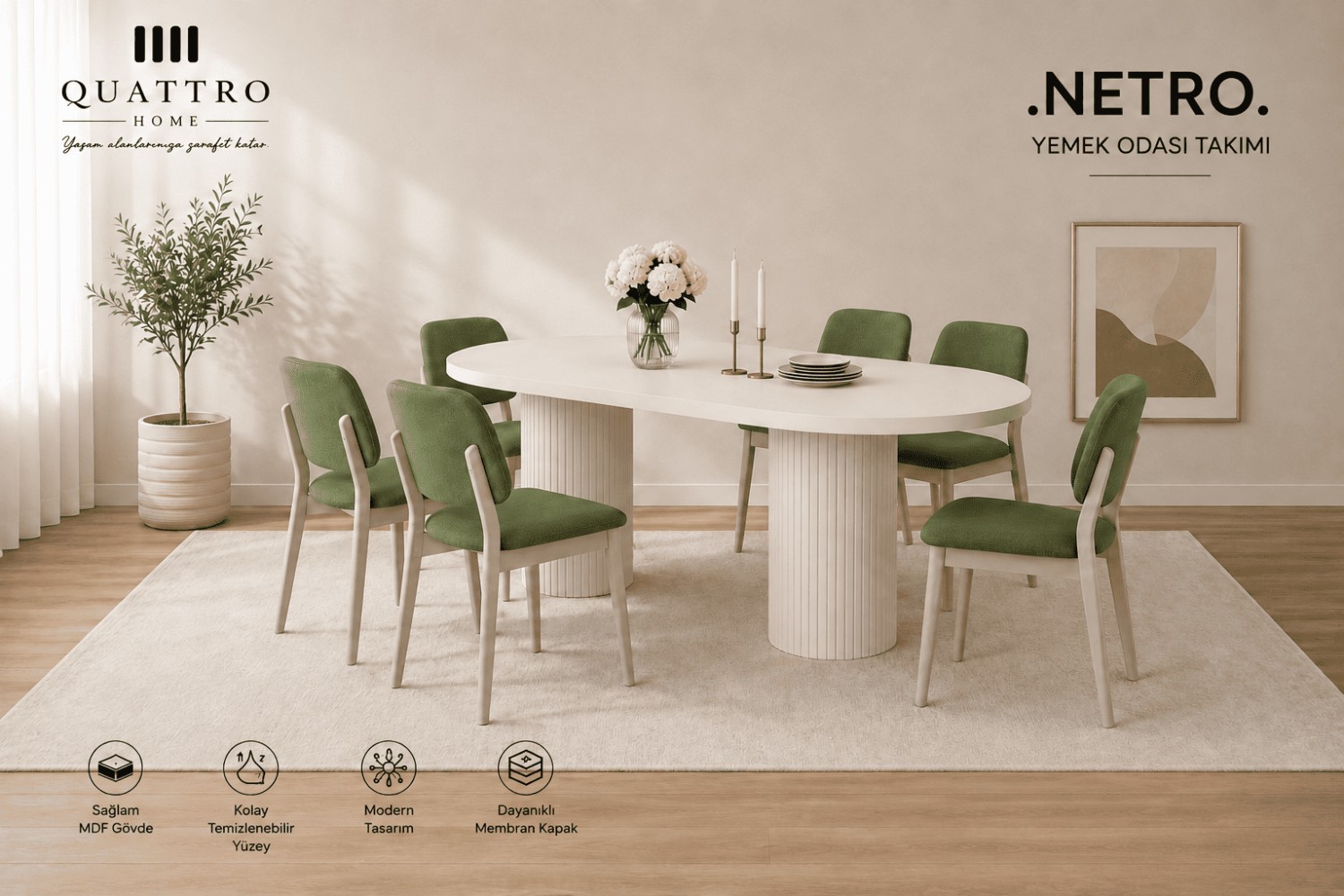 Netro 6 Kişilik Yemek Odası Takımı