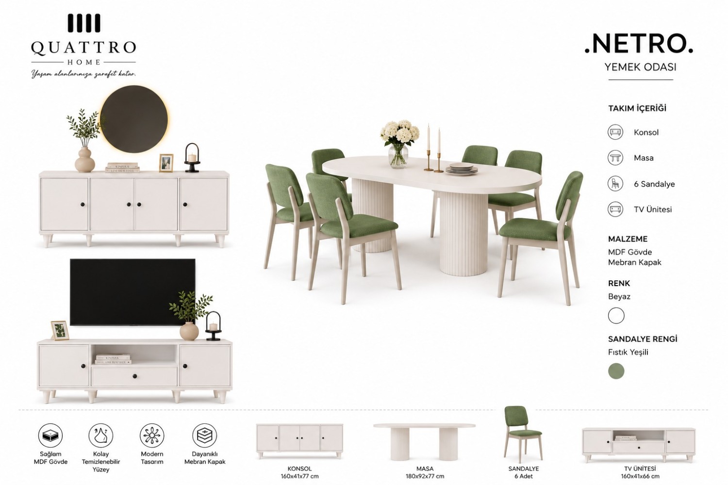 Netro Yemek Odası Takımı