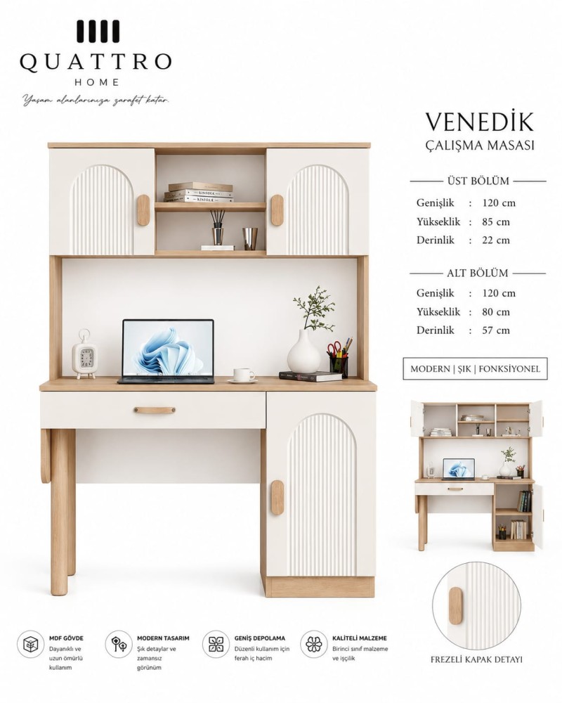 Venedik Kitaplıklı Çalışma Masası