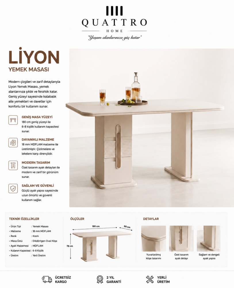 Liyon Yemek Masası