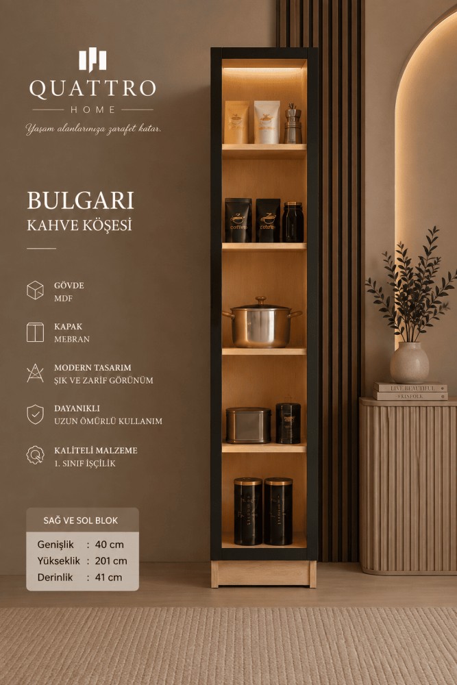 Bulgari Kahve Köşesi Yan Raf Modülü
