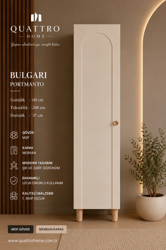 Bulgari Portmanto Tekli Dolap