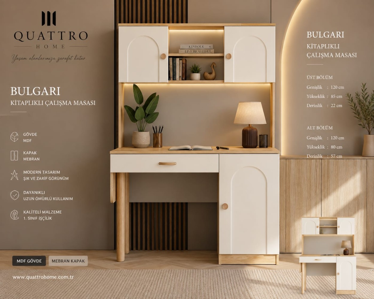 Bulgari Kitaplıklı Çalışma Masası