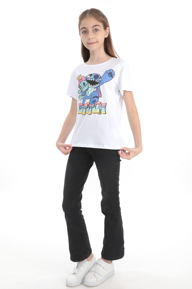 ORİJİNAL DISNEY STITCH %100 PAMUK KIZ ÇOCUK KISA KOL TİŞÖRT BEYAZ 55130 görsel 2