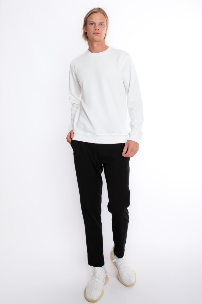 Erkek EKRU Bisiklet Yaka 3 iplik Şardonsuz Polarsız Sweatshirt  S-205 görsel 3