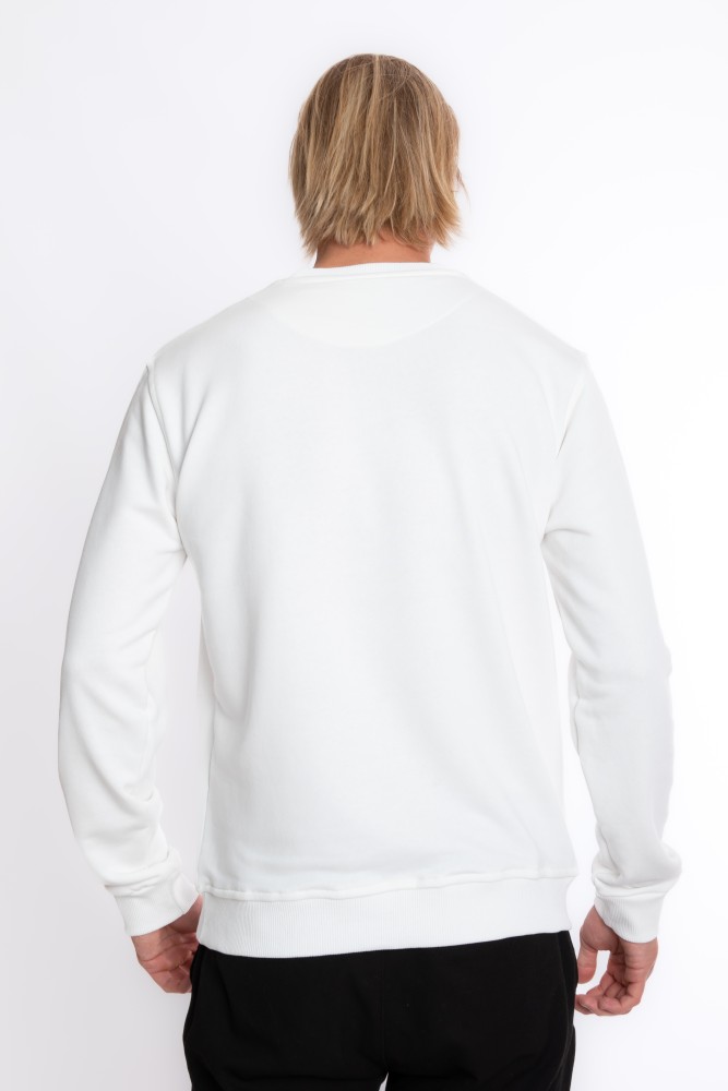 Erkek EKRU Bisiklet Yaka 3 iplik Şardonsuz Polarsız Sweatshirt  S-205 görsel 4