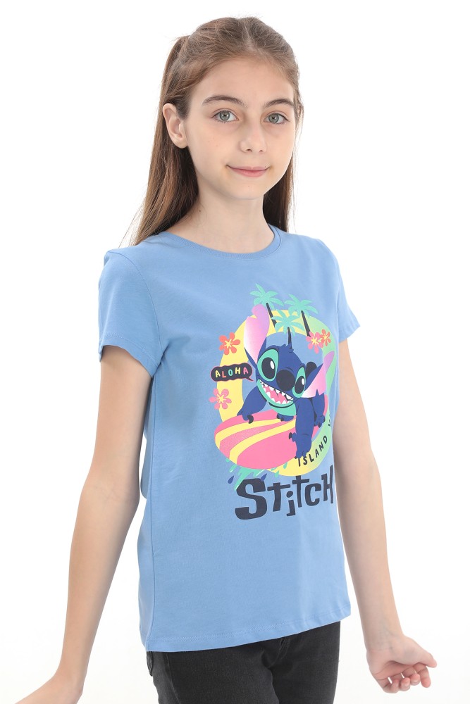 ORİJİNAL DISNEY STITCH SİMLİ BASKILI ÇOCUK T-SHIRT- 54937-MAVİ