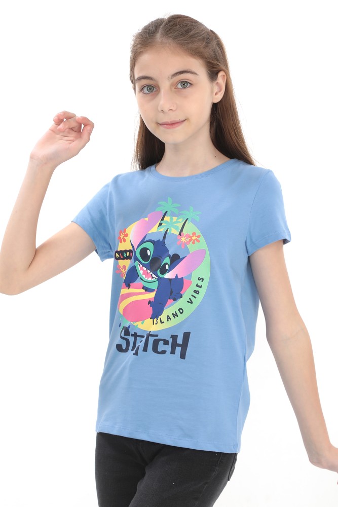 ORİJİNAL DISNEY STITCH SİMLİ BASKILI ÇOCUK T-SHIRT- 54937-MAVİ görsel 3