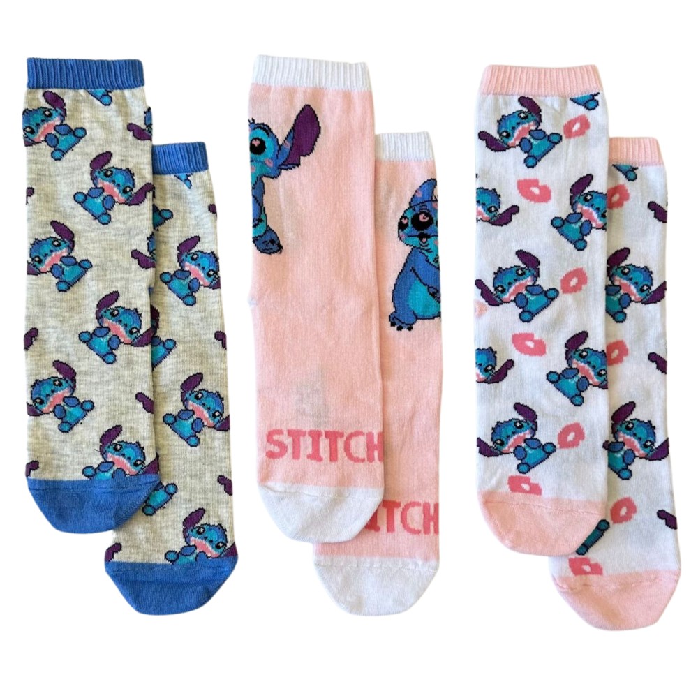 ORİJİNAL DISNEY STITCH  KADIN-KIZ ÇOCUK 3 LÜ ÇORAP SETİ NW1116 görsel 2