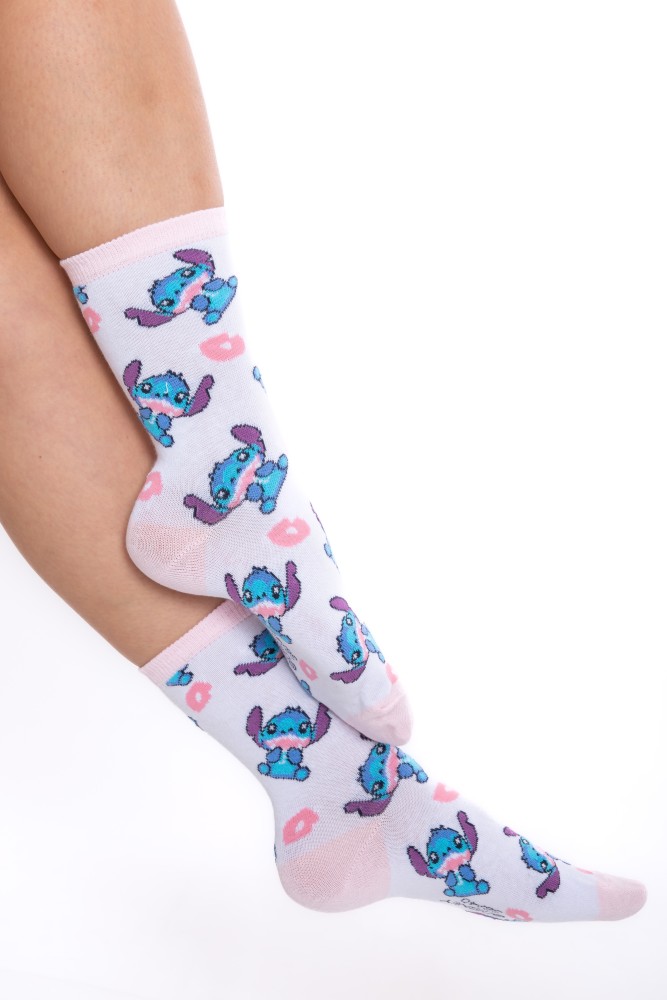 ORİJİNAL DISNEY STITCH  KADIN-KIZ ÇOCUK 3 LÜ ÇORAP SETİ NW1116 görsel 3