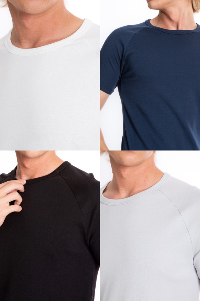 ERKEK SLIM FIT BİSİKLET YAKA BASIC TİŞÖRT 1.KALİTE  EKRU-SİYAH-GRİ-LACİVERT 4'LÜ SET S201MIX görsel 3