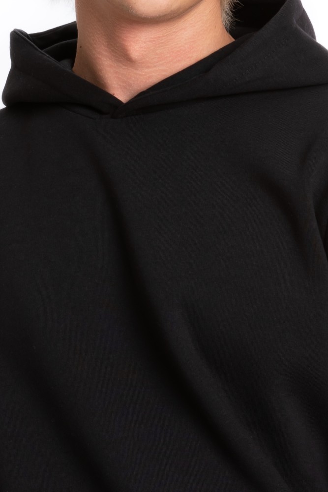 Erkek SİYAH Kapüşonlu Kanguru Cepli 3 iplik Şardonlu Polarlı Sweatshirt S-204 görsel 4
