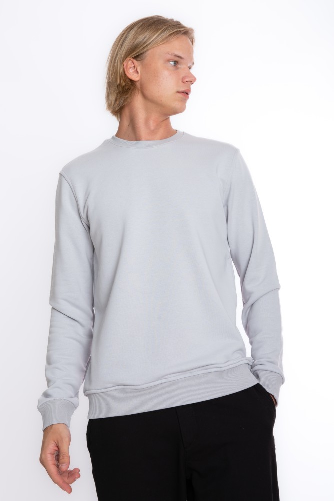 Erkek GRİ Bisiklet Yaka 3 iplik İçi Şardonsuz Polarsız  Sweatshirt  S-205
