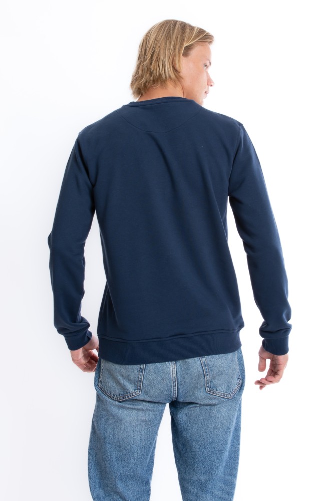 Erkek LACİVERT Bisiklet Yaka 3 iplik Şardonsuz Polarsız SweatshirtS-205 görsel 4