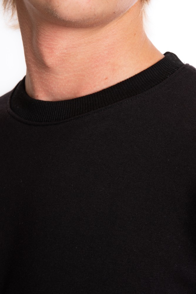 Erkek SİYAH Bisiklet Yaka 3 iplik Şardonsuz Polarsız Sweatshirt S-205 görsel 2