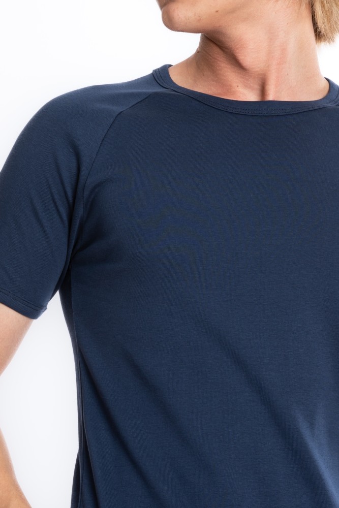 Erkek SLIM FIT LACİVERT %100 Pamuk Bisiklet Yaka Ribana Reglan Kol Tişört S-201 görsel 4