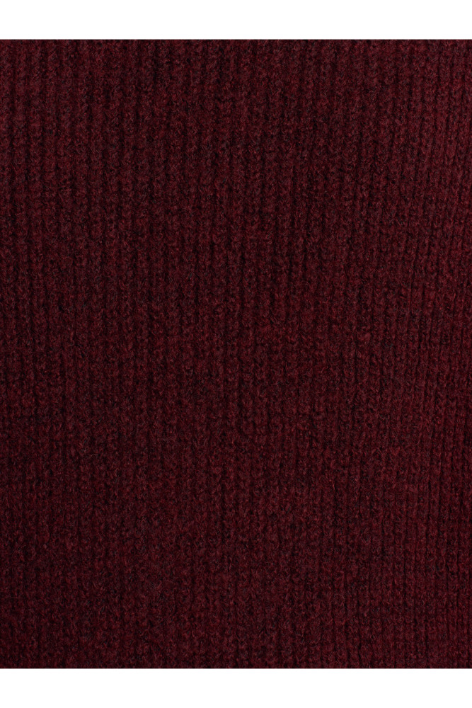 2268 Balıkçı Yaka Oversize Kazak-Koyu Bordo görsel 4