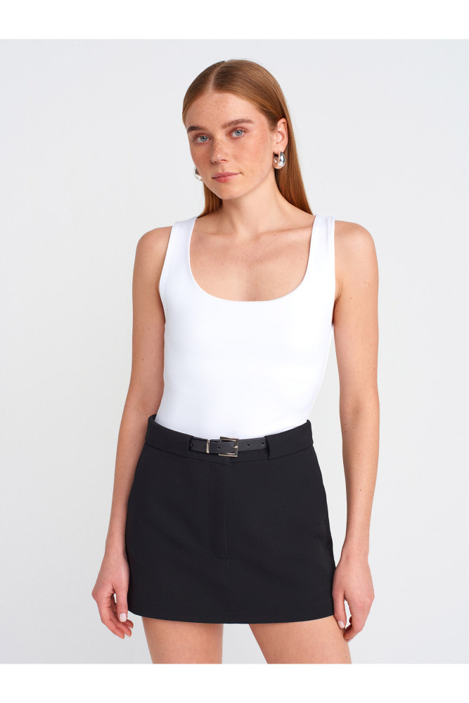 20977 Kalın Askılı Basic Top-Beyaz