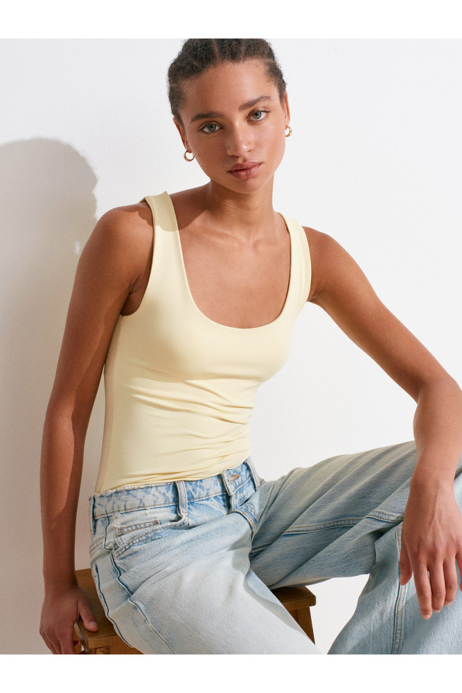 20977 Kalın Askılı Basic Top-Sarı